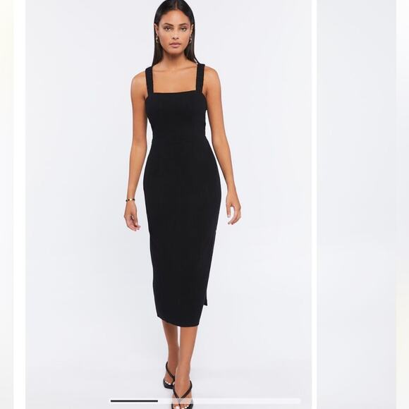 Forever 21 Plus Size Black Ribbed Stretchy Knit Leg Slit Dress Size 3X - Picture 1 of 9